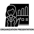 organization presentation icon, black vector sign with editable strokes, concept illustration