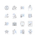 Organizational behavior line icons collection. Communication, Diversity, Teamwork, Culture, Leadership, Motivation