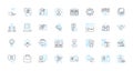 Organizational enterprise linear icons set. Efficiency, Collaboration, Innovation, Effectiveness, Flexibility, Agility