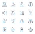 Organizational enterprise linear icons set. Efficiency, Collaboration, Innovation, Effectiveness, Flexibility, Agility