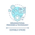 Organizational processes and technology turquoise concept icon