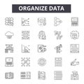 Organize data line icons, signs, vector set, outline illustration concept