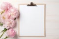 Organize in Style with a White Clipboard and Pink Carnations