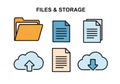 Organize your digital world with modern icons for files, documents, and cloud storage solutions Royalty Free Stock Photo