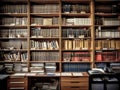 Organized bookshelf in modern office