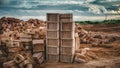 Organized Cement Bricks Amidst Construction Chaos. Concept Construction Progress, Order in Chaos,