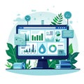 Illustration of an Organized Dashboard for Efficient Resource Management with Visual Metrics on Energy, Water, and Materials