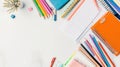 Organized desk school supplies a productive study environment workspace education mental well-being, generative AI Royalty Free Stock Photo