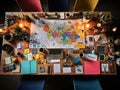 Organized desk with sticky notes and markers Royalty Free Stock Photo