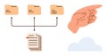 Organized File Structure with Folders, Document, Hand Gesture, and Cloud Storage Integration Royalty Free Stock Photo
