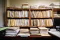 organized filing system, with files and documents sorted by category or project