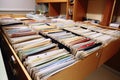 organized filing system, with files and documents sorted by category or project