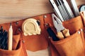 Organized handyman tool belt Royalty Free Stock Photo