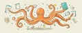 Organized and helpful octopus at work using its tentacles for efficient multitasking and friendly office assistance