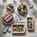 Is organized highlighting the essentials for sewing and crafting Royalty Free Stock Photo