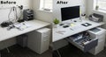 Before & After: Organized Modern Home Office Desk Royalty Free Stock Photo
