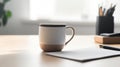 Organized morning routine checklist on paper beside a ceramic cup on a wooden table, creating a serene workspace atmosphere for Royalty Free Stock Photo