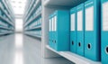 Organized Office Shelves with Blue Document Binders