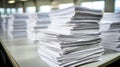 Organized pile of untouched exam papers Royalty Free Stock Photo