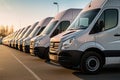 Organized row of commercial delivery vans, the backbone of a service Royalty Free Stock Photo
