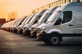 Organized row of commercial delivery vans, the backbone of a service Royalty Free Stock Photo