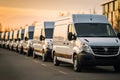 Organized row of commercial delivery vans, the backbone of a service Royalty Free Stock Photo