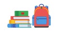 Organized Student Backpack with Books and Stationery, vector design Generative AI Royalty Free Stock Photo