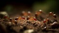 The organized swarm of ants tirelessly built their complex nest, working together to create a thriving home for their community