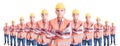 Organized team of builders or construction workers Royalty Free Stock Photo