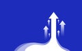 Organized Unity of Arrows Rising Up Abstract on royal Blue Background. Group Of arrow Moving Up. Business Finance, growth and