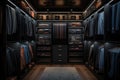 Organized Walk-in Closet Filled With Clothes. Generative AI Royalty Free Stock Photo