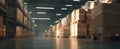 The organized warehouse filled with pallets and cardboard boxes ready for distribution..AI generated image Royalty Free Stock Photo