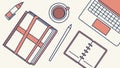 Organized Workspace with Laptop, Notebook, and Coffee Cup Vector, vector design Generative AI Royalty Free Stock Photo