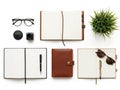 Organized workspace with notebooks and accessories Royalty Free Stock Photo