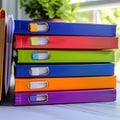 Organized workspace Stack of colorful file folders on office table Royalty Free Stock Photo