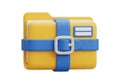 Organized yellow folder secured with blue strap for efficient document management Royalty Free Stock Photo