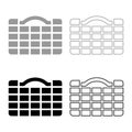 Organizer case for tools toolbox instruments toolkit box set industrial cells hardware container set icon grey black color vector