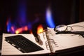 Organizer set by fireplace Royalty Free Stock Photo