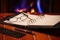 Organizer set by fireplace Royalty Free Stock Photo