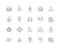 Organizing line icons collection. Systematize, Categorize, Arrange, Simplify, Sort, Plan, Declutter vector and linear