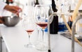 Organoleptic characteristic for wine in laboratory of wunery of Royalty Free Stock Photo