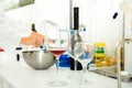 Organoleptic characteristic for wine in laboratory of wunery of Royalty Free Stock Photo