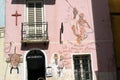 ORGOSOLO ITALY 4 October 2015 Murales in Orgosolo Italy Since about 1969 the wall paintings reflect different aspects of Sardinia' Royalty Free Stock Photo