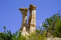 Orgues Ille sur Tet limestone chimneys in summer blue sky Languedoc Roussillon in France