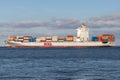 OOCL container ship OOCL KOBE on the river Elbe.