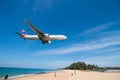 Orient thai airway airplane landing at phuket airport Royalty Free Stock Photo