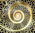 oriental, Arabic Islamic gold ornament 3D, perspective, spiraling upward