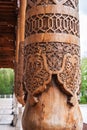 oriental arabic pattern Uzbek traditional ornament on carved wooden column in Tashkent in Uzbekistan