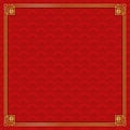 Oriental Asian Frame Border with Elements on Color Background