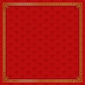 Oriental Asian Frame with Traditional Pattern Background